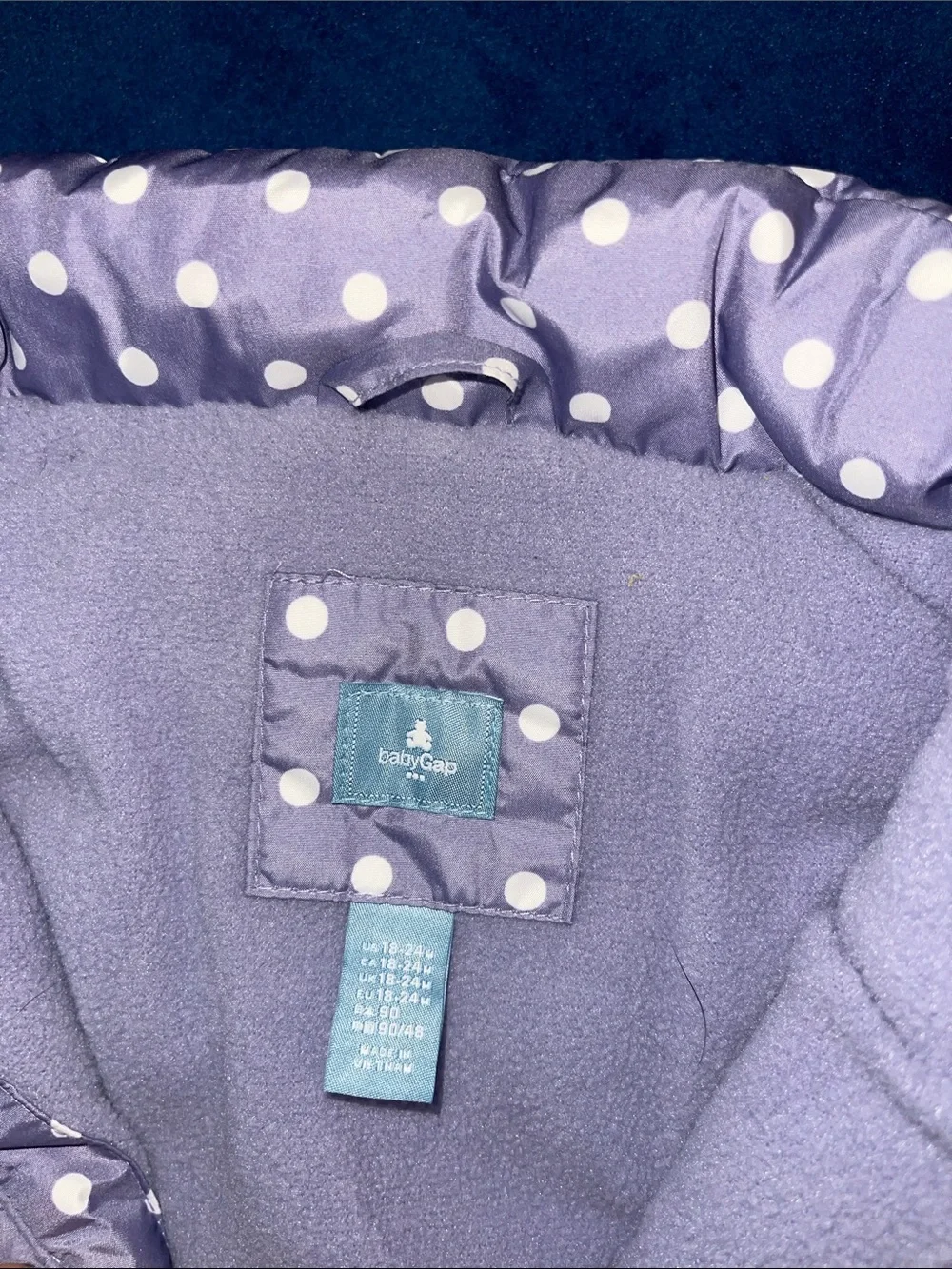 GAP Lavender and White Polka Dot Puffer Vest - Kids Pajamas
